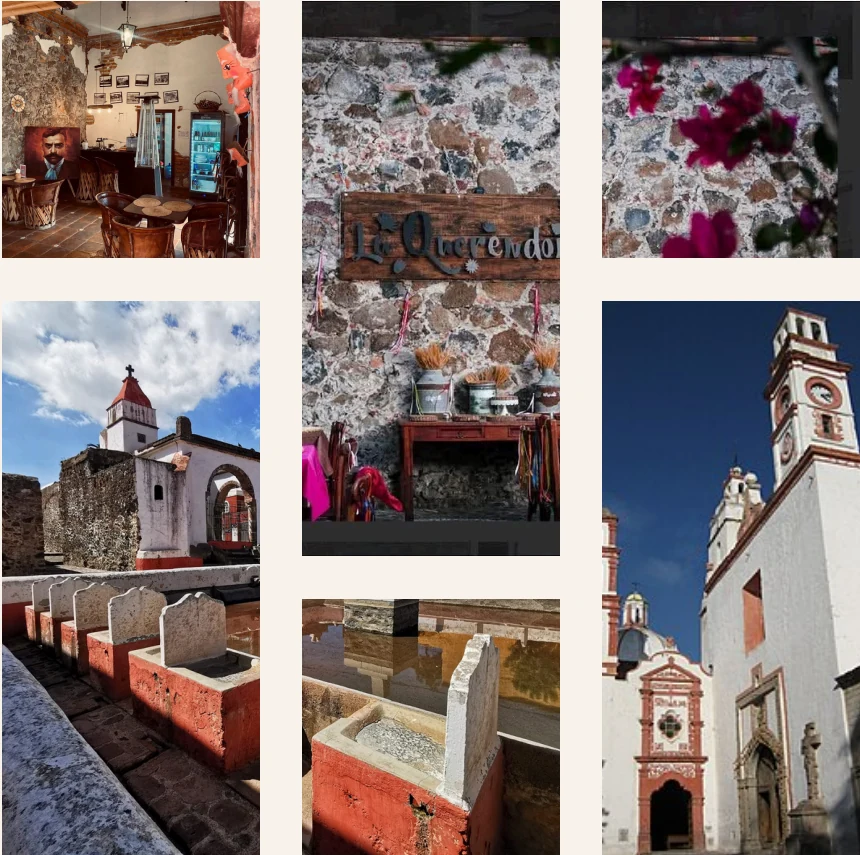 Collage de La Querendona y edificios hist&oacute;ricos de Tepeapulco